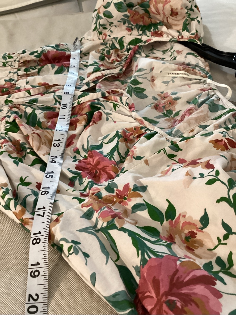 Anthropologie Somerset Cotton Puff Sleeve Floral Maxi/Midi Dress in Pale Pink S - Picture 8 of 11